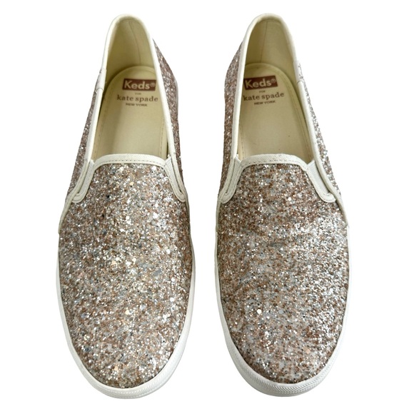 Keds Kate Spade Rose Gold/ Champagne Cream Double Decker SlipOn Sneaker Size 8.5 - Picture 5 of 16